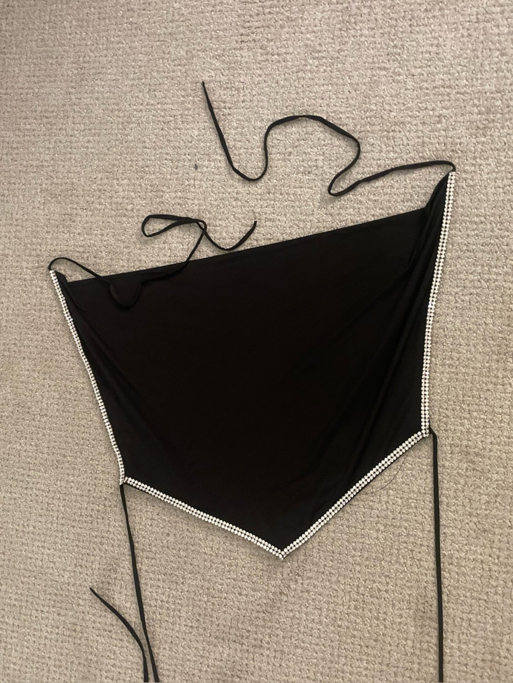 Black Rhinestone Trim Triangle Tank Top